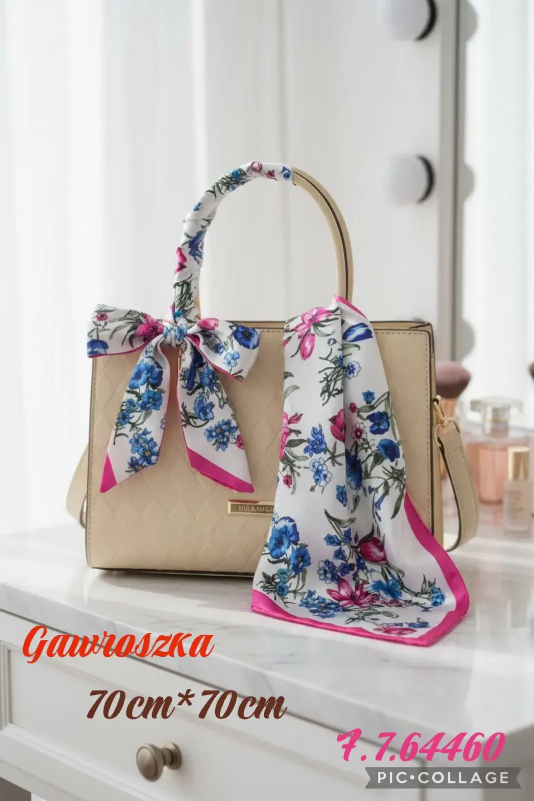 Chusta Damska Kwiatowa 70x70 cm Gavrioszka