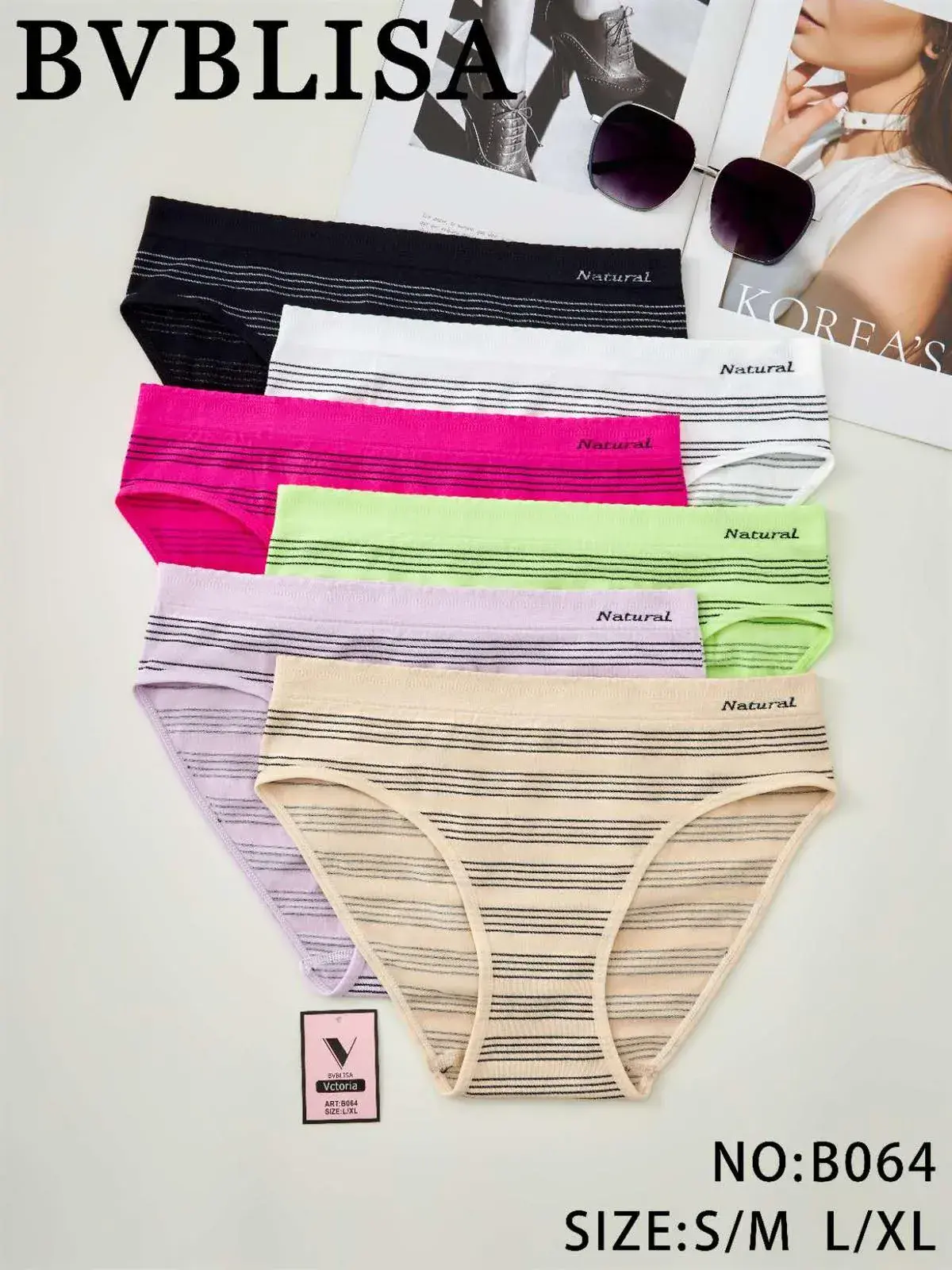 Majtki damskie BVBLISA Natural szare/czarne/beżowe/różowe/zielone S-XXL