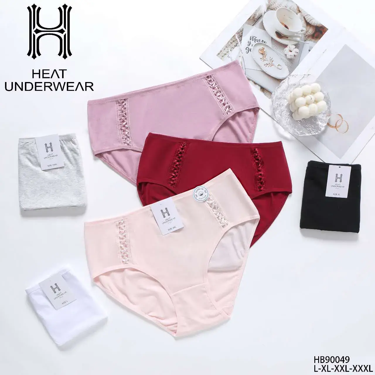 Majtki damskie Heatwear HB9040L-XXL różowe szare czarne bordowe