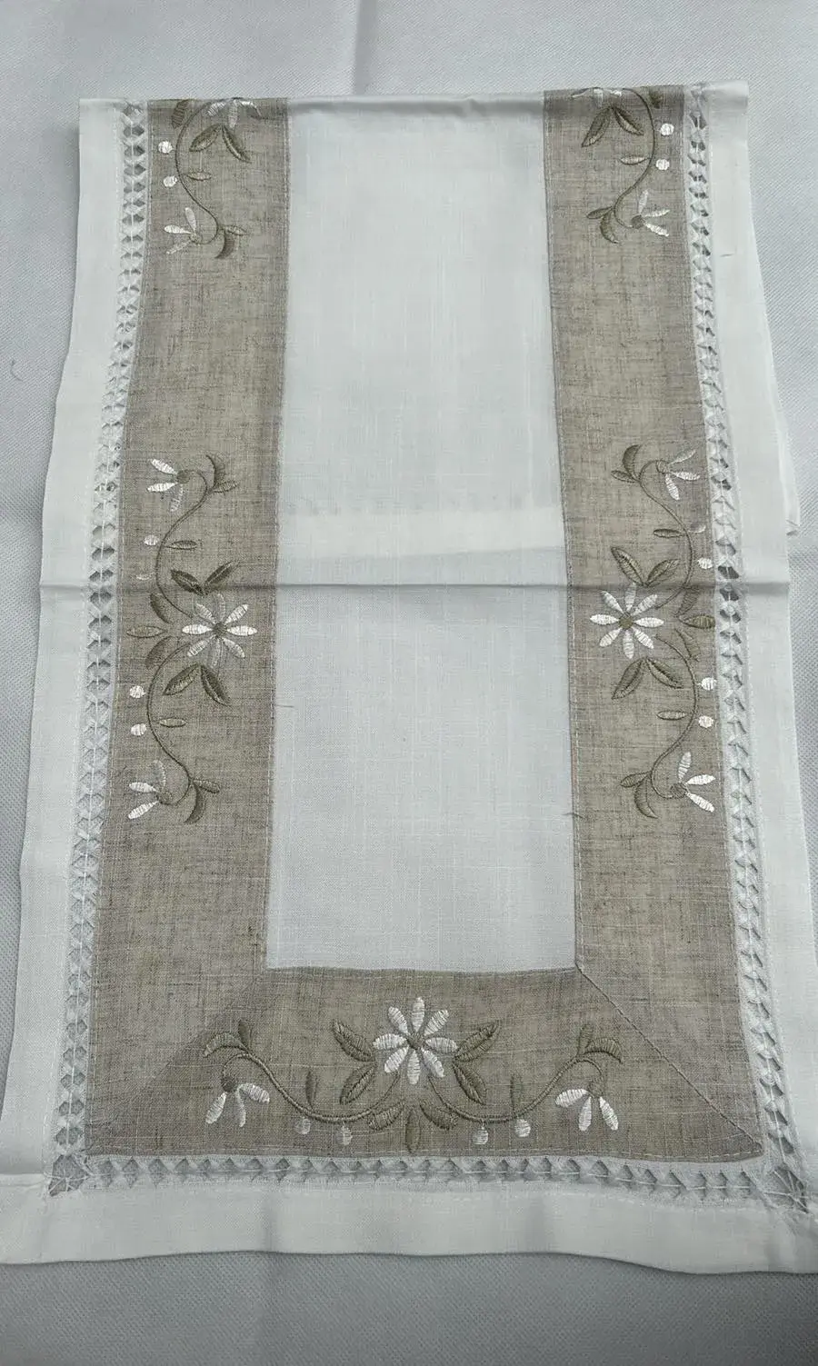 Bawełna Bieżniki 40x90cm beżowo-białe