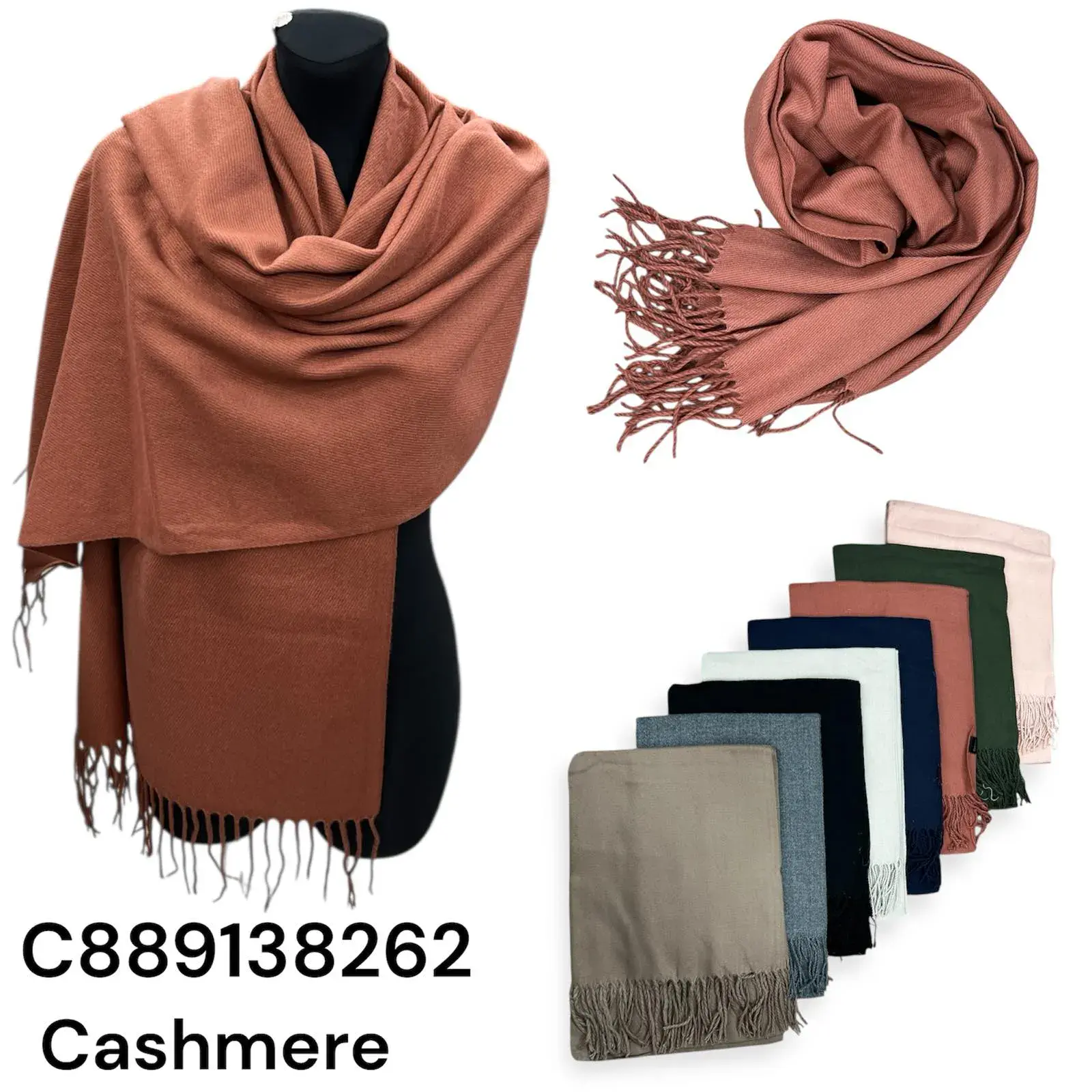 Szaliki damskie z frędzlami Cashmere C889138262
