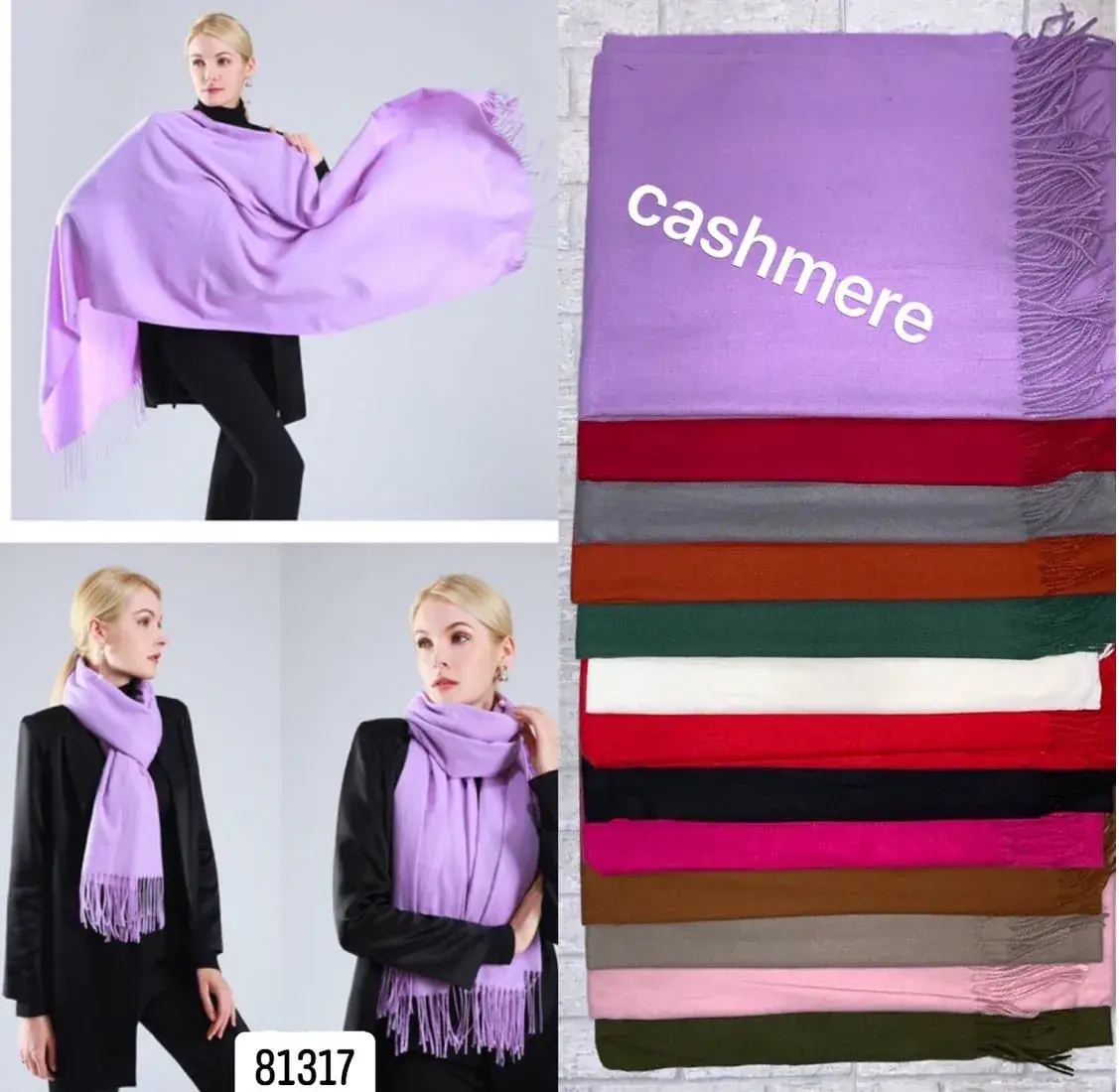 Szaliki damskie cashmere fioletowy i mix kolorów 81317