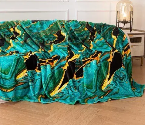 Miękki Koc 3D Turkusowy Marmur 160x200 cm