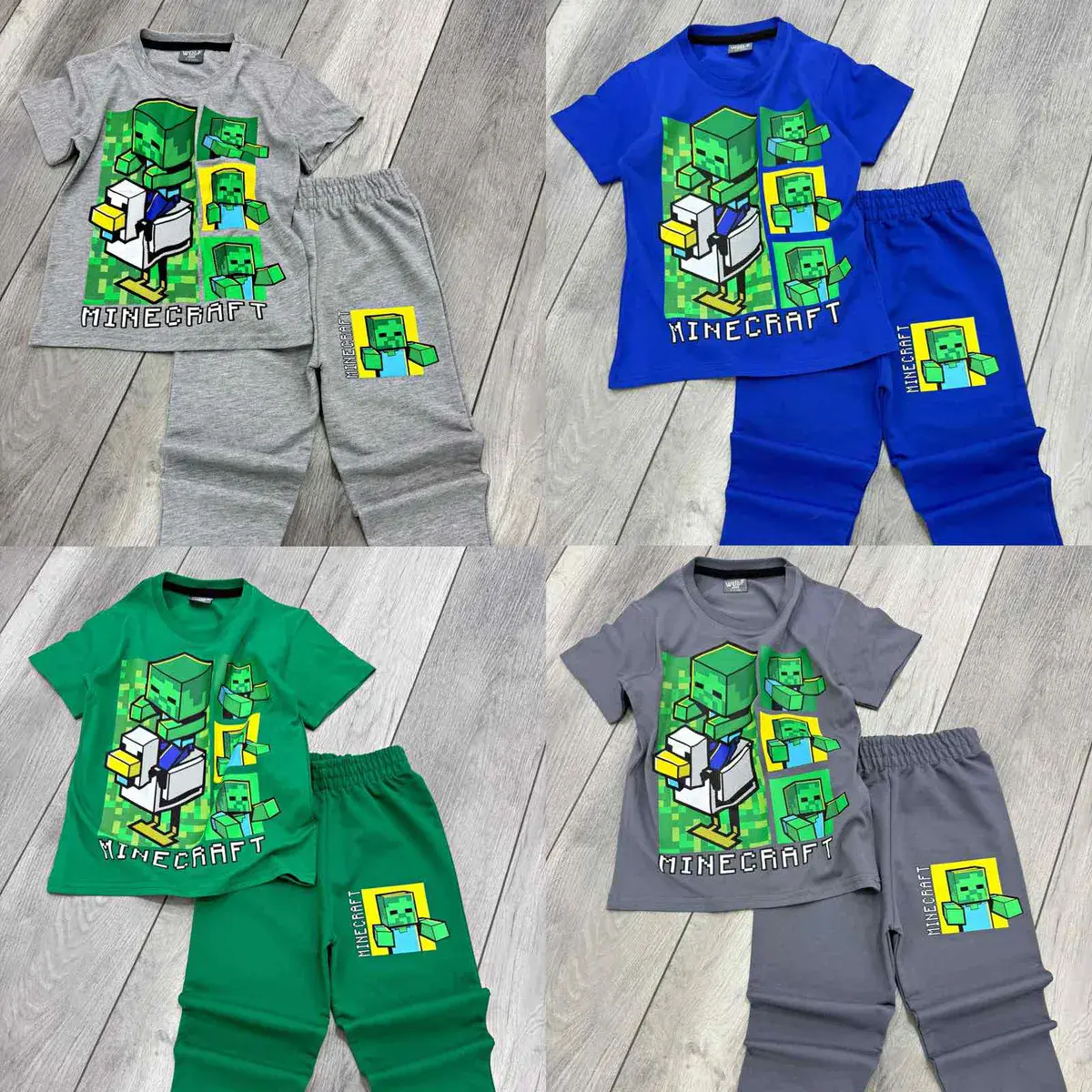 Pajac Pikie Minecraft Zielony Szary Niebieski 3-10 lat