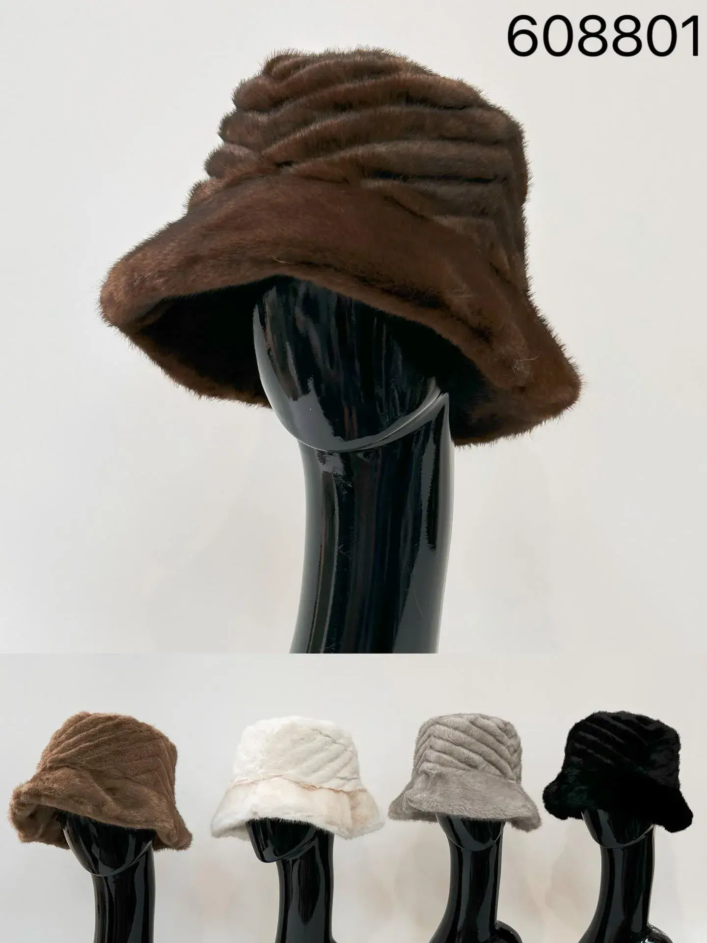 Czapka Zimowa Damska Futrzana Bucket Hat Mix Kolorów