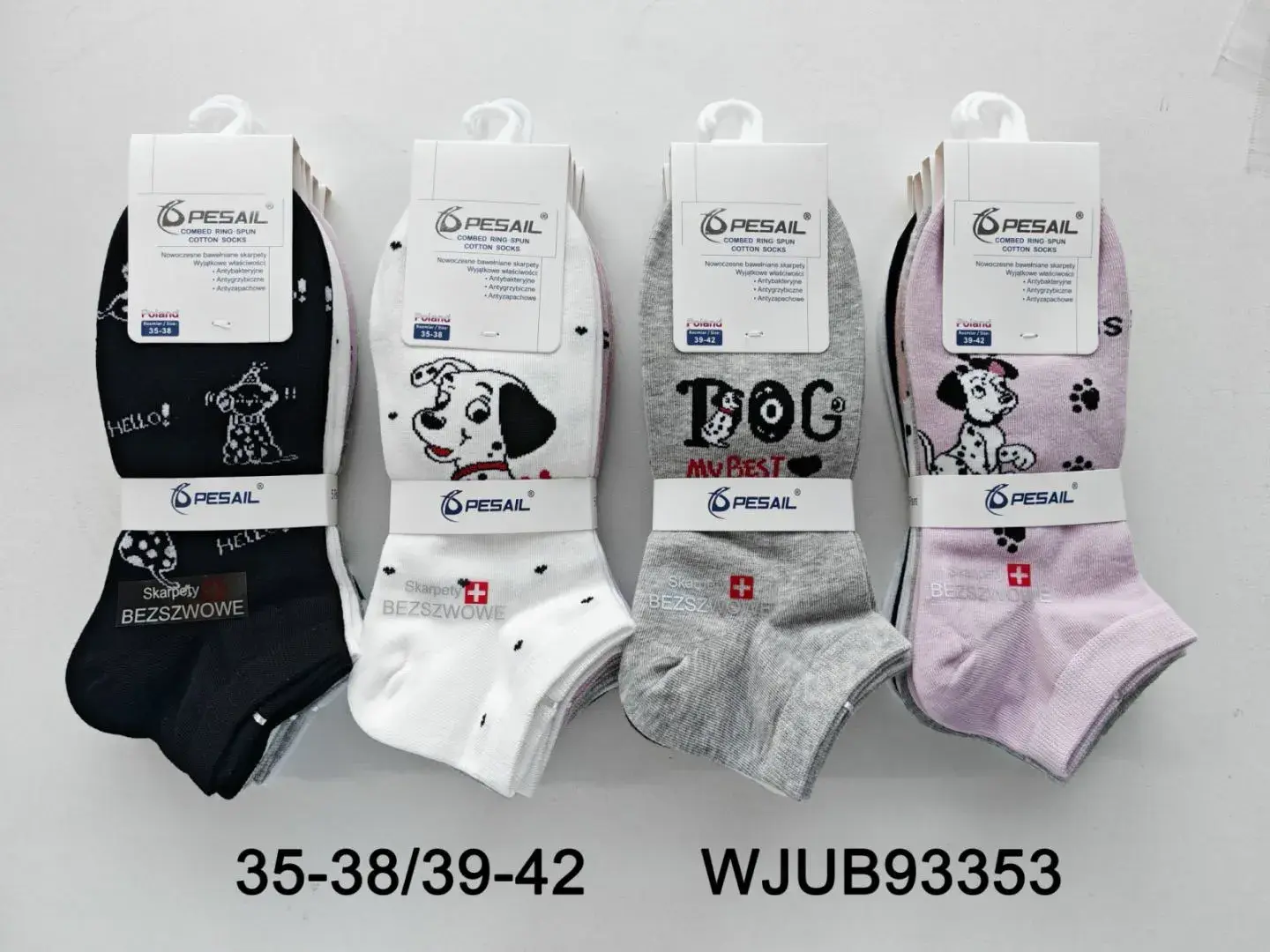 Skarpetki damskie PESAL z motywem psa, 4 pary, roz. 35-38/39-42