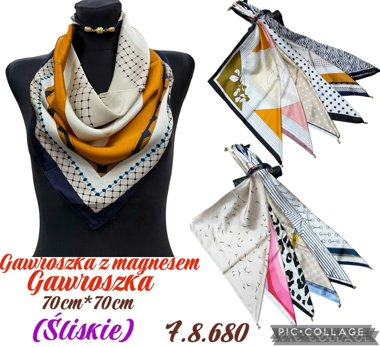 Chusty jedwabne damskie 70cm x 70cm (Śląskie)
