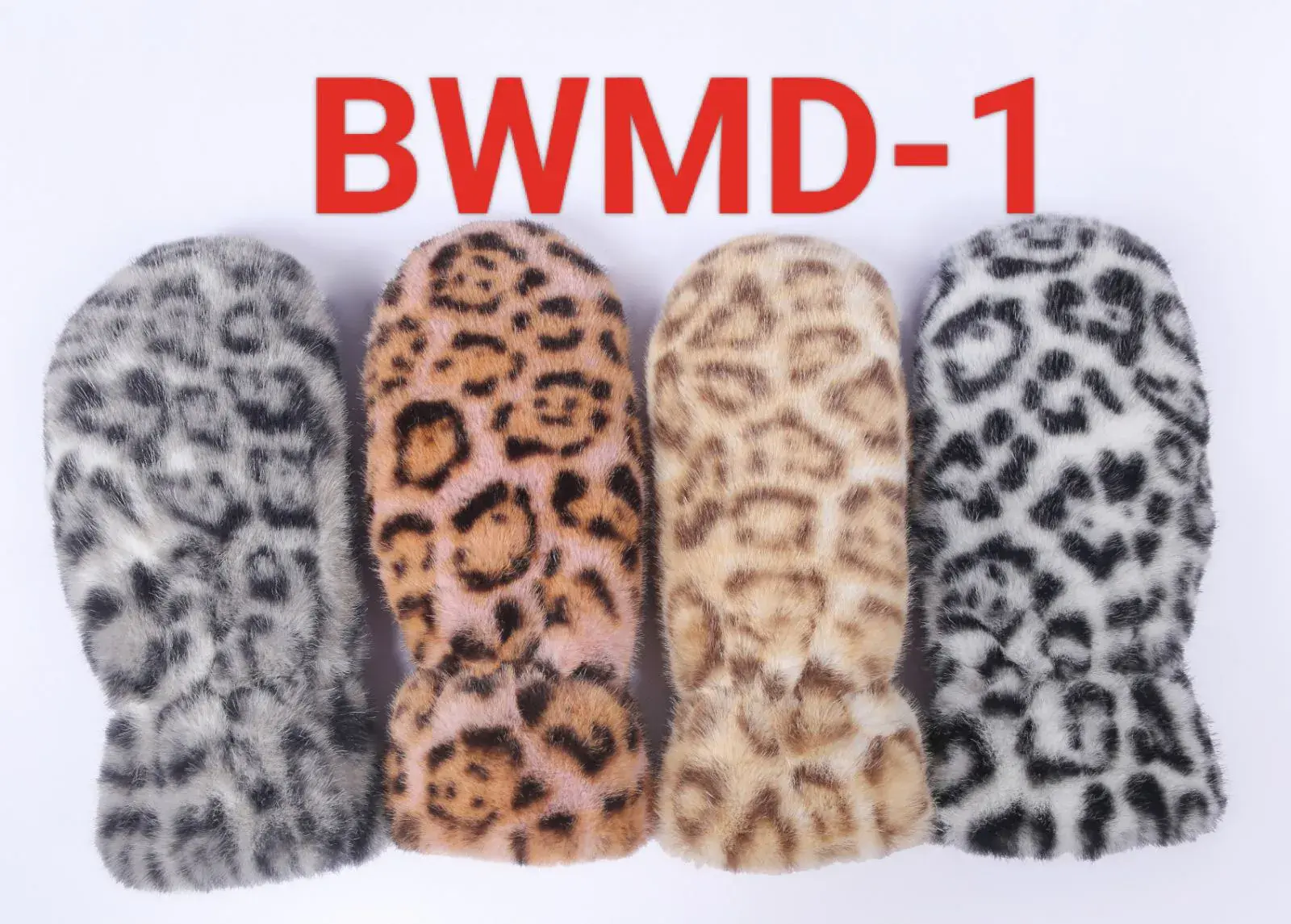 Rękawiczki damskie futrzane BWWMD-1 wzór leopard