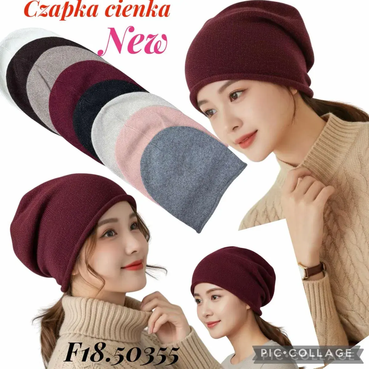Czapka cienka damska zimowa w różnych kolorach F18.50355