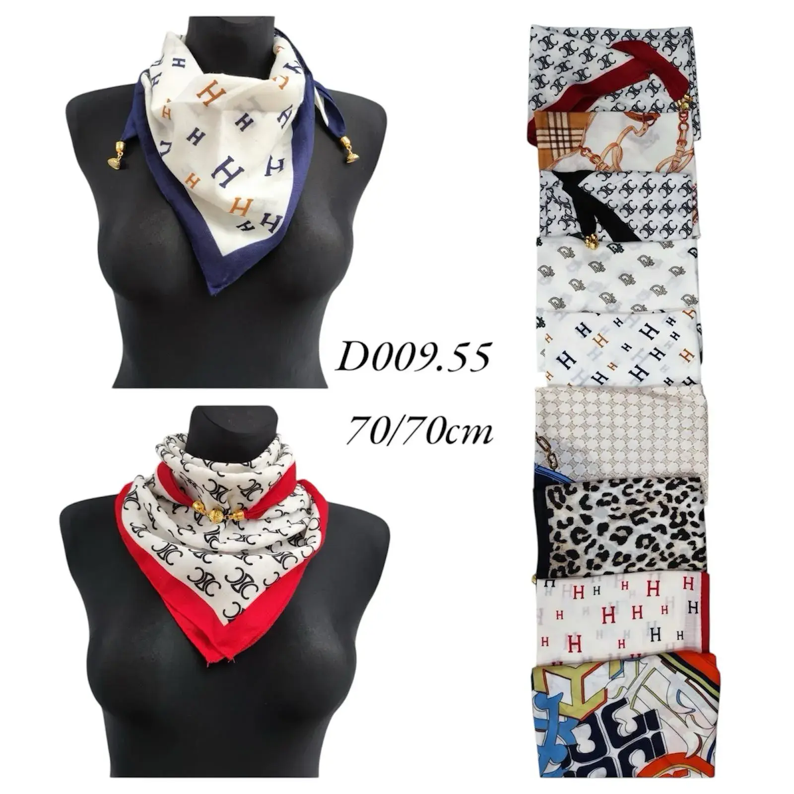 Szaliki damskie wzorzyste 70/70cm D00955