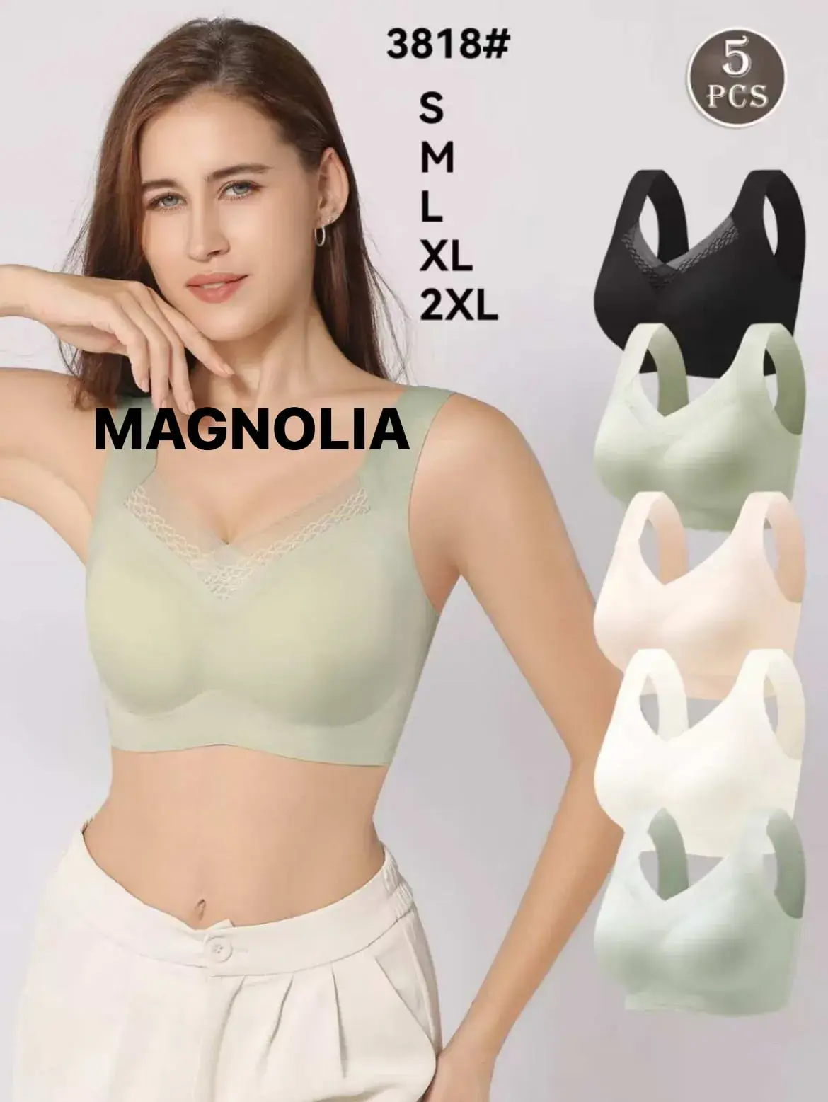 Biustonosz damski bezszwowy Magnolija S-XXL 5 szt
