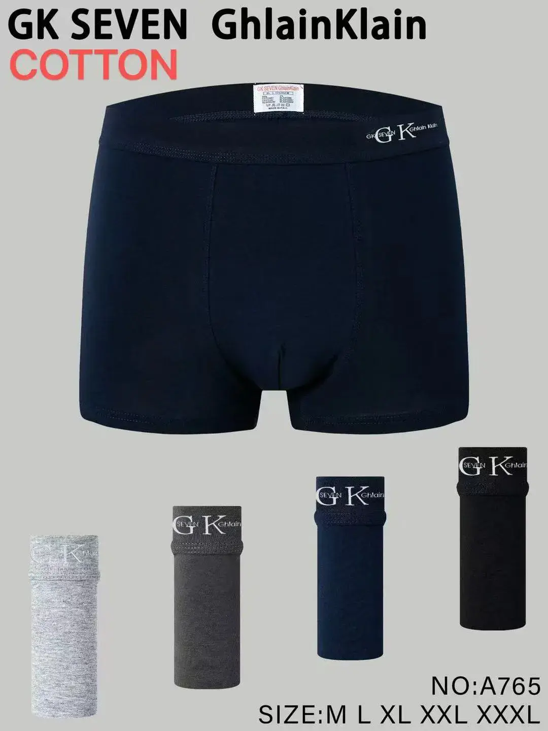 Bokserki męskie GK Seven Cotton NO:A765 S-M-5XL granatowe