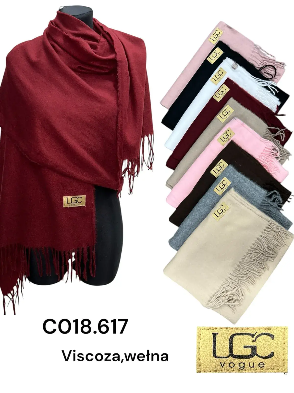 Szaliki damskie viscose wełniane LG C018.617