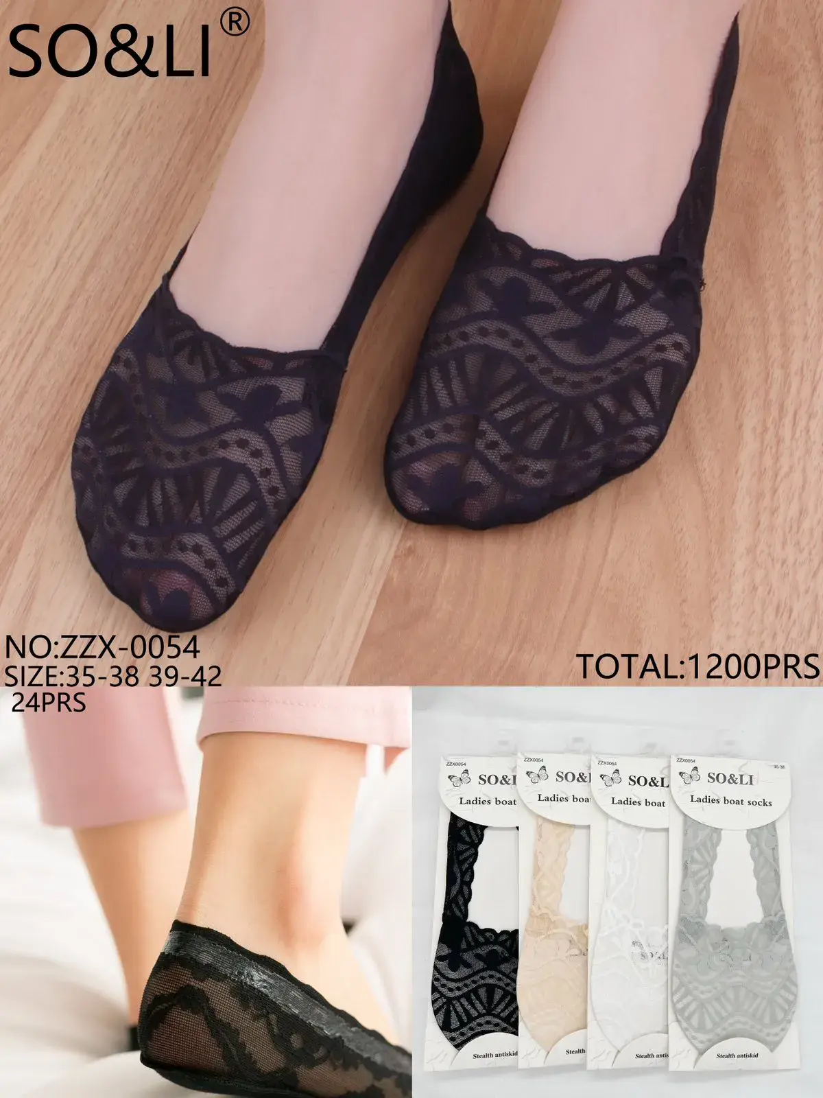 Skarpetki Damskie SO&LI Lace Boat Socks Rozmiar