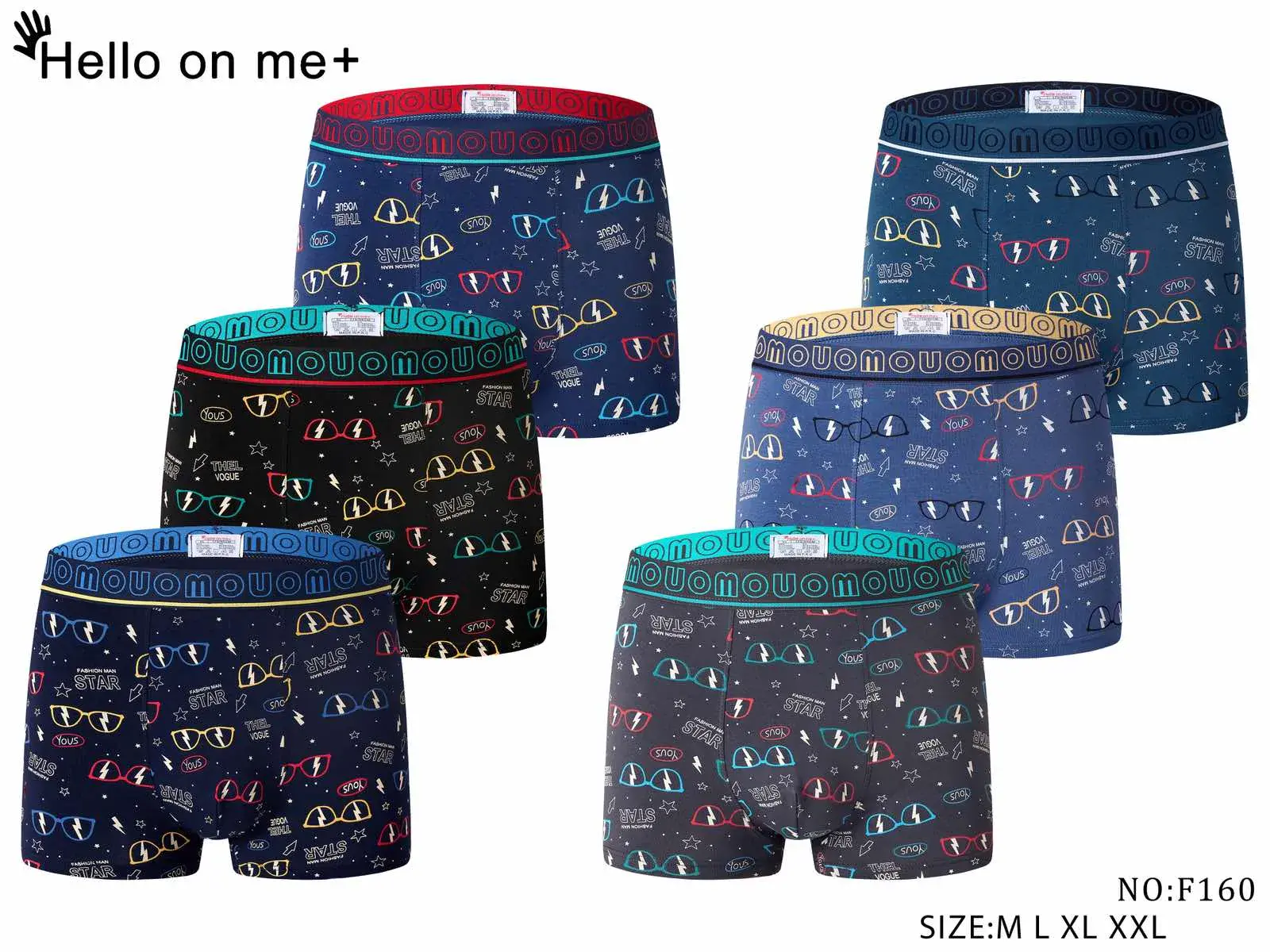 Bokserki męskie Hello on me+ wzór okulary pinguiny M L XL NO:F160