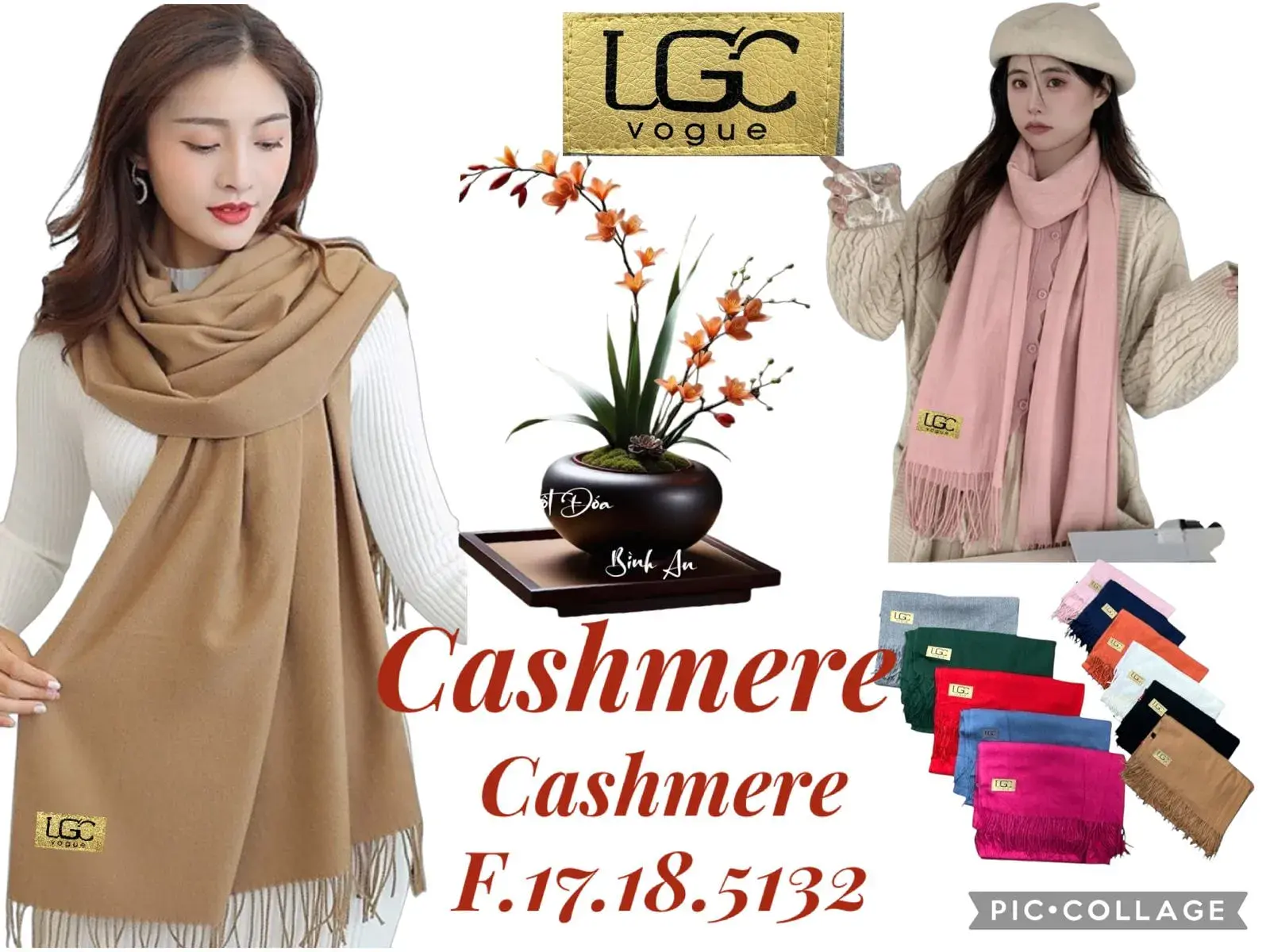 Szaliki damskie cashmere LGCG F17-18-532