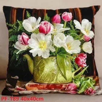 Poszewki dwustronne tulipany 40x40cm mix 12 szt