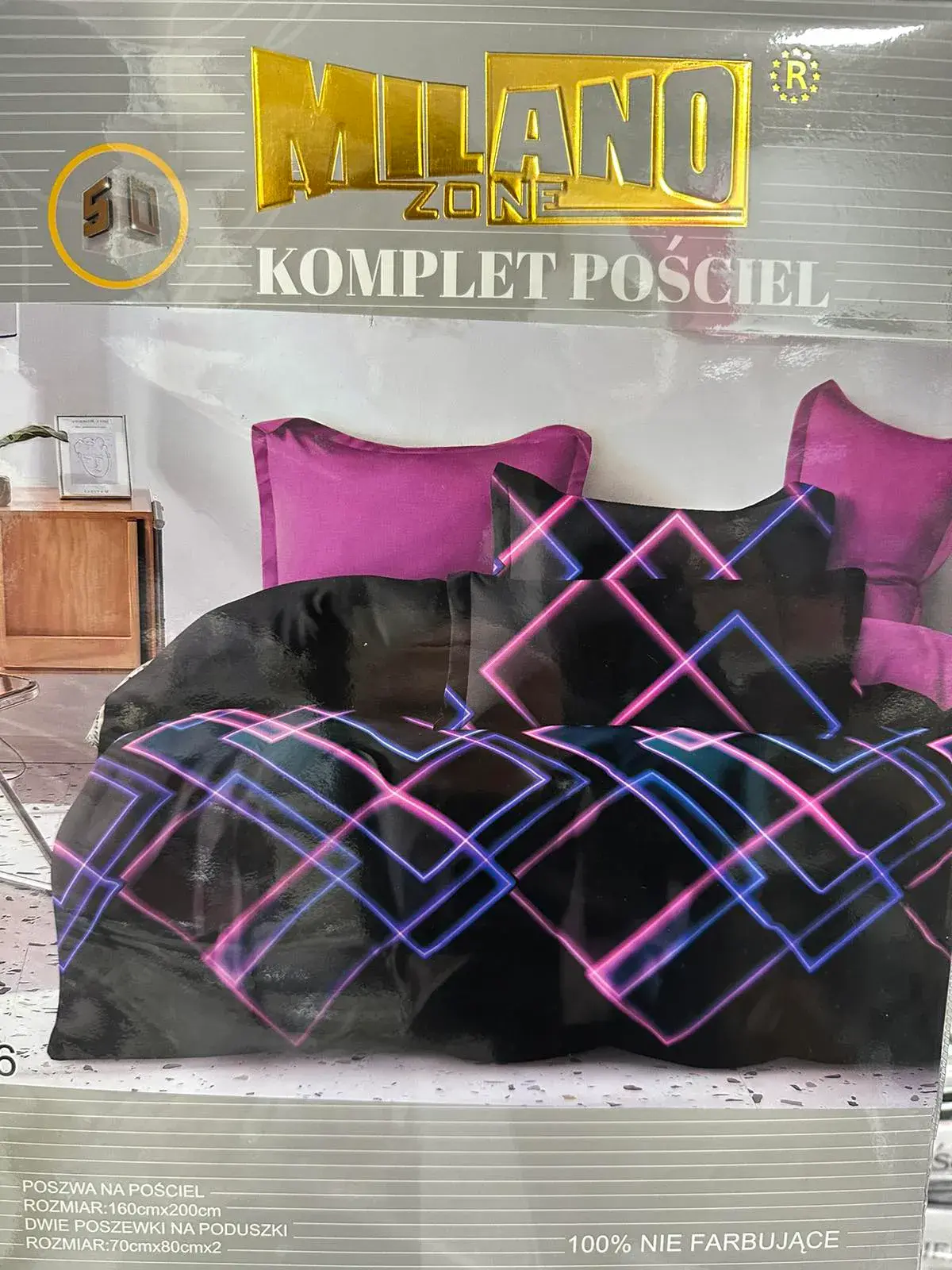 Komplet Pościel 3cz 160/200 MilanoZona fioletowo-czarny