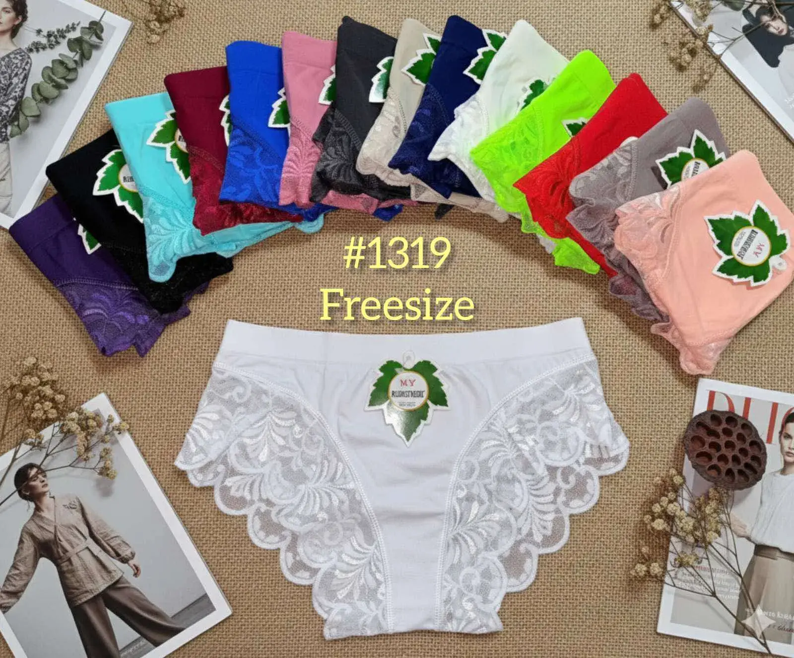 Majtki damskie koronkowe Free Size #1319, 24 szt