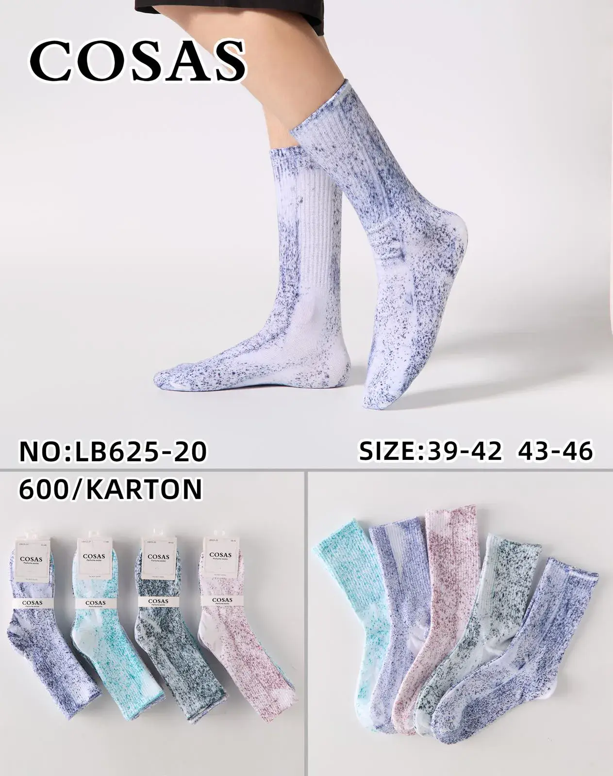 Skarpetki damskie COSASAS tie-dye, roz. 39-42/43-46