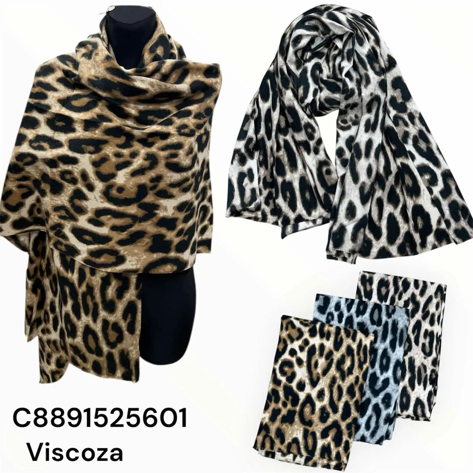 Szale damskie wzór leoparda Viscosa C8891525601