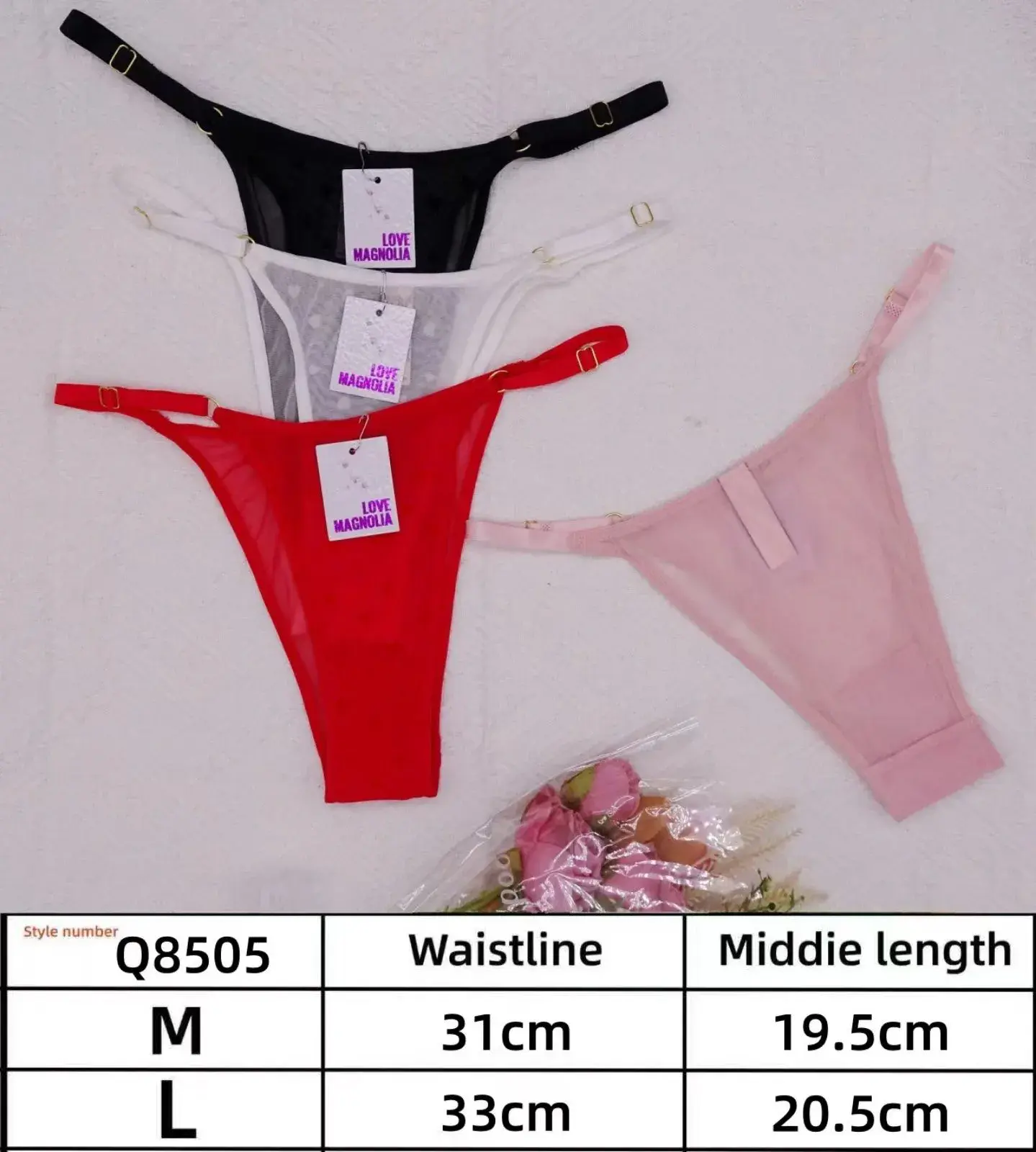Stringi damskie Love Magnolia Q8505 M/L czarny/biały/czerwony/różowy