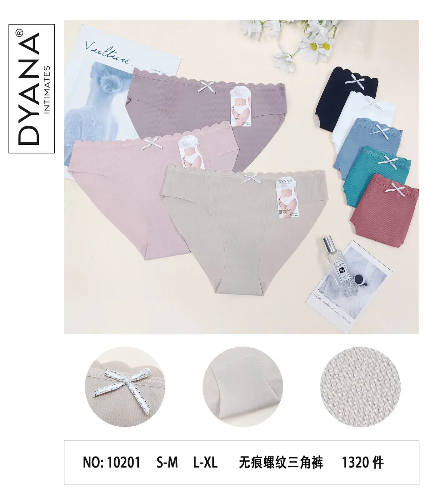 Majtki damskie DYNATES bezszwowe S-M L-XL 10 szt mix kolorów