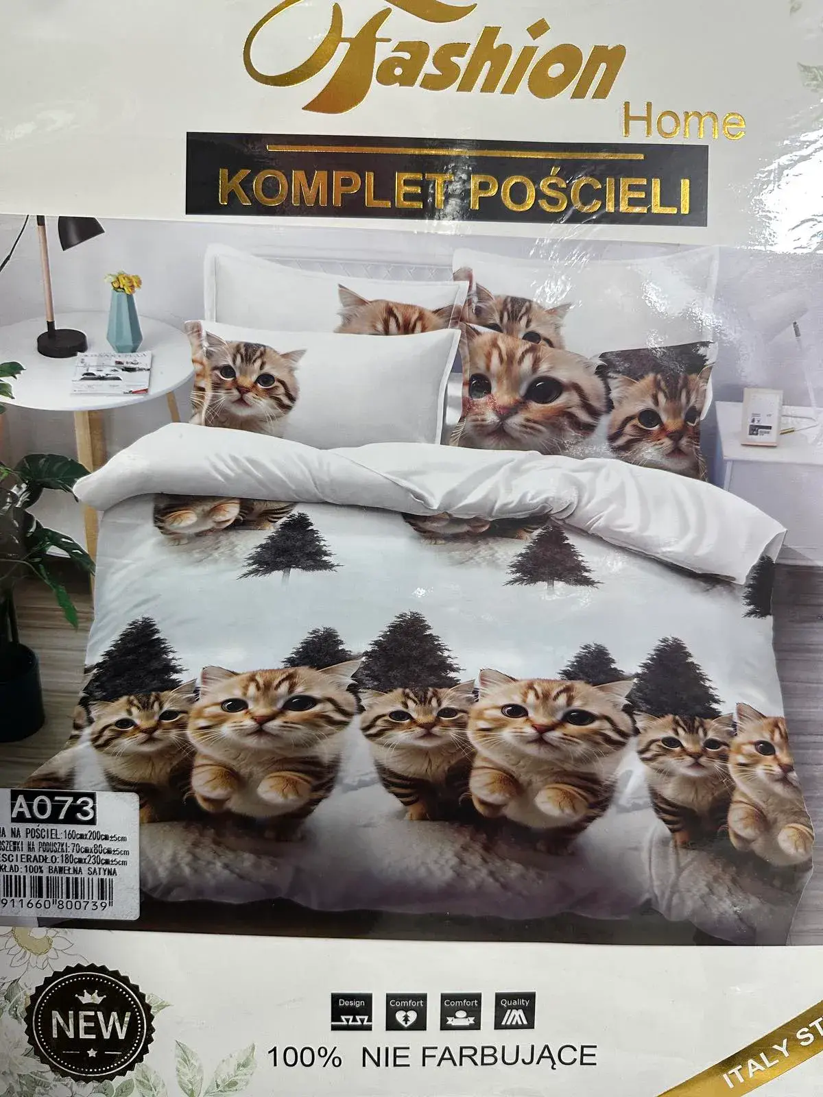 Komplet Pościeli 4CZ 160/200 Koty A073