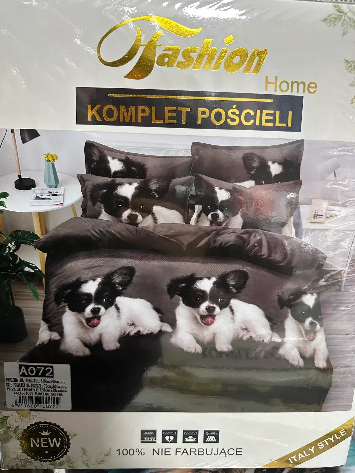 Komplet Pościeli 4CZ 160/200 Fashion Home psy szarości A072