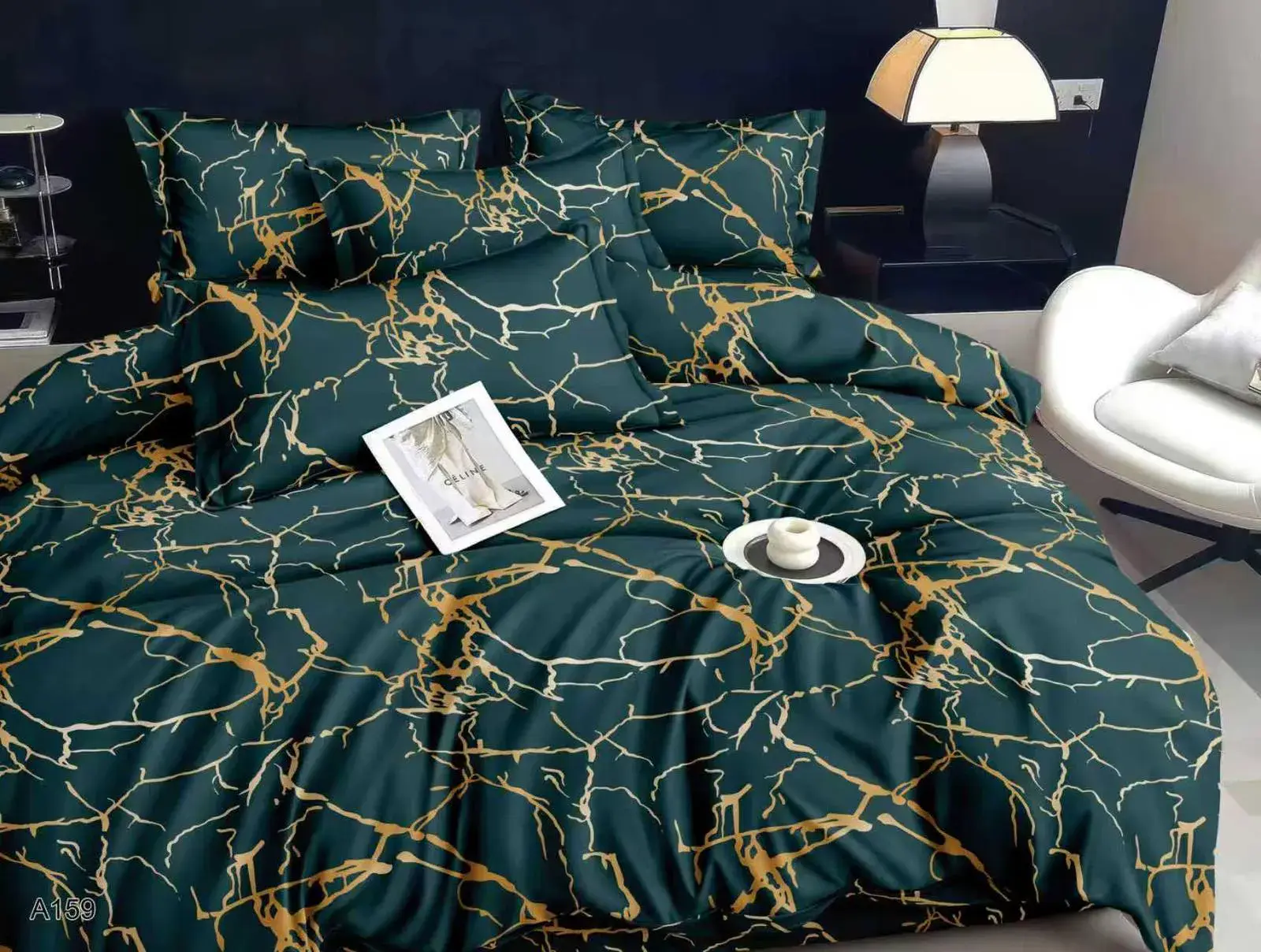 Komplet Pościel 3D 3CZ 160/200 zielony marmur