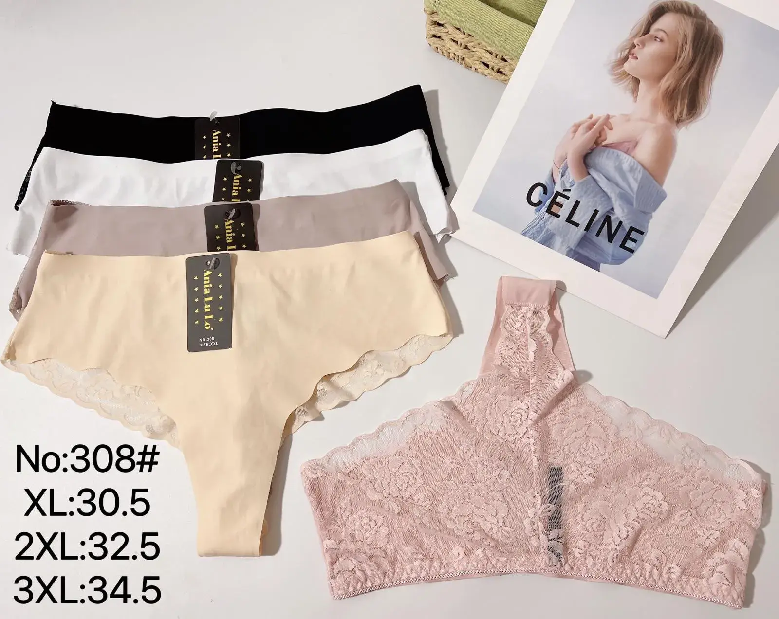 Majtki damskie bezszwowe Celine S-XXL, 5 szt