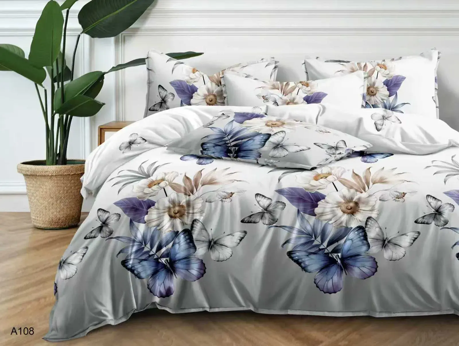 Komplet Pościel 3CZ 200/220 A105 Kwiaty Motyle