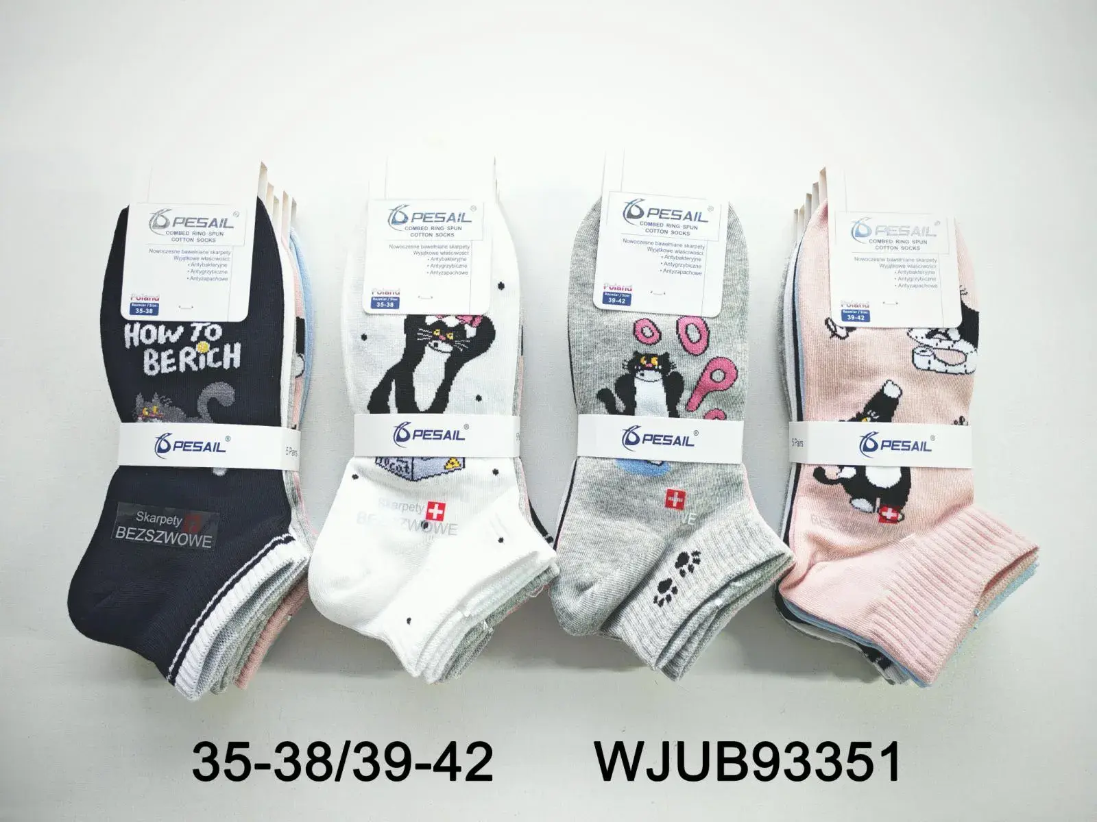 Skarpetki damskie Pesal z kotami, 5 szt, 35-38/39-42