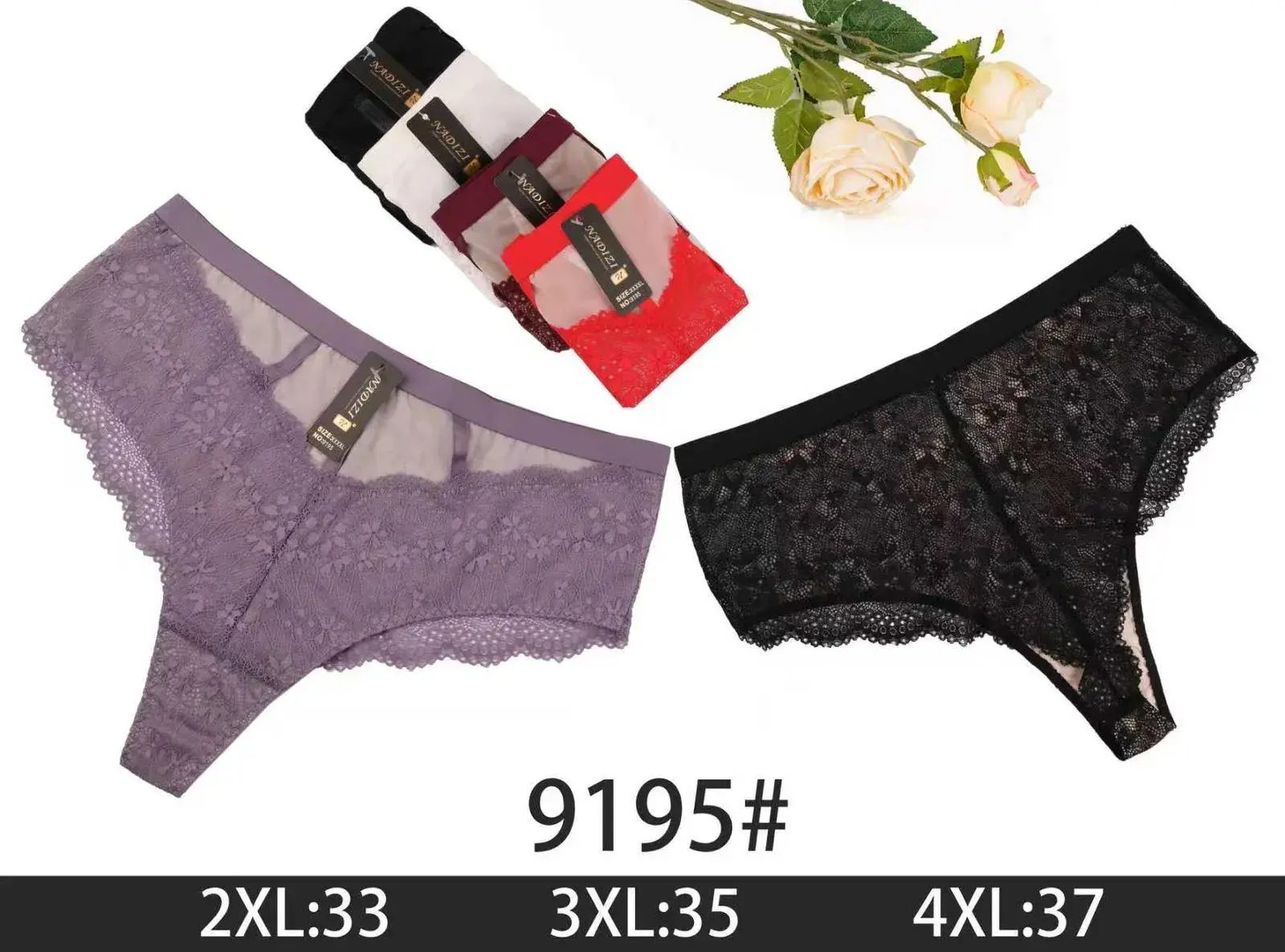 Majtki damskie koronkowe XL-4XL 9195# set 5 szt