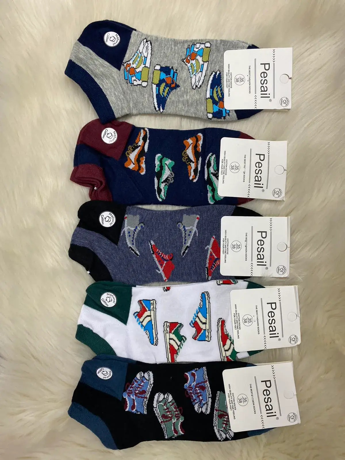 Skarpetki damskie Pesaro z printem sneakersów 5 szt
