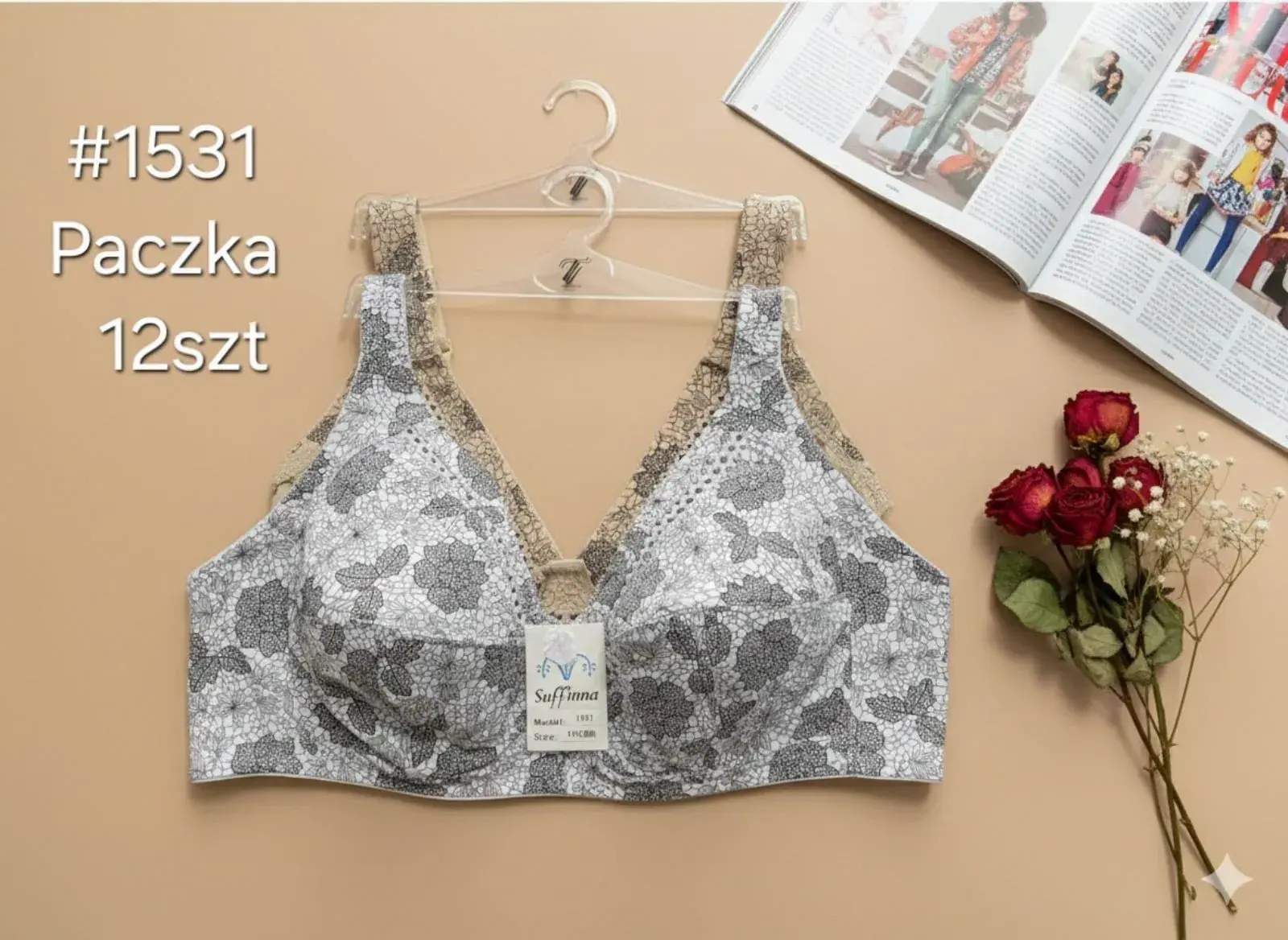 Biustonosz Damski D DD #1531 Paczka 12 szt