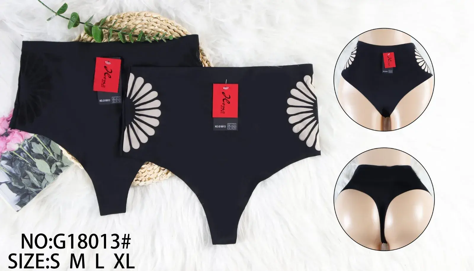 Majtki damskie NG618013 S M L XL czarne