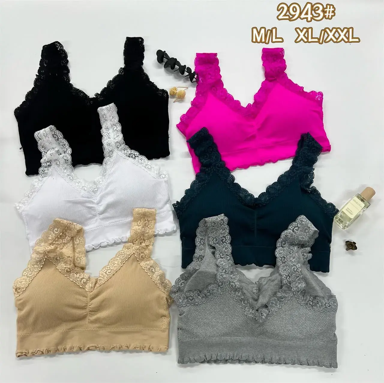Biustonosz damski bezszwowy z koronką M/L XL/XXL