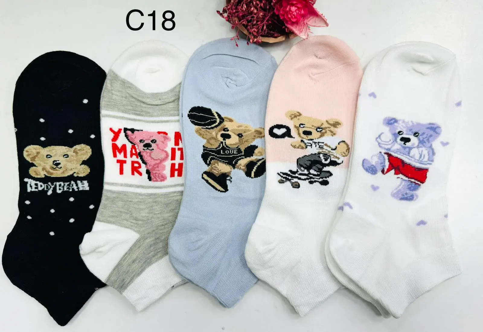 Skarpetki damskie Teddy Bear C18 wzorzyste