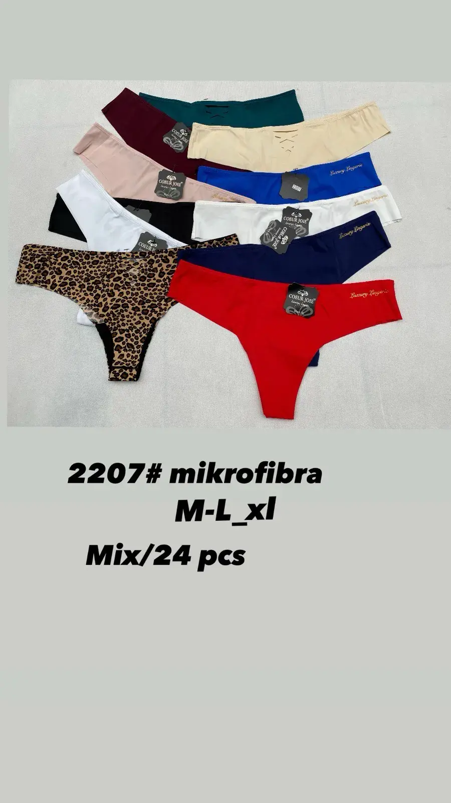 Majtki damskie stringi mikrofibra 2207 mix M-L-XL 24 szt