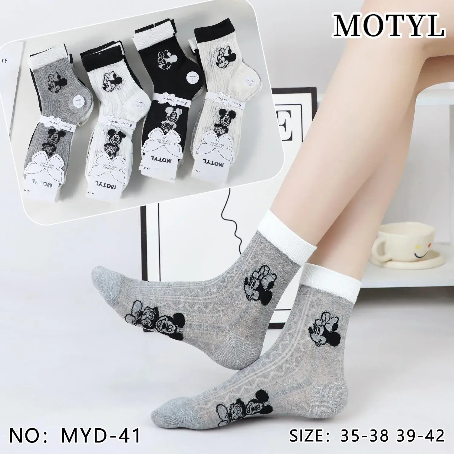 Skarpetki damskie Motyl z Myszkiem 35-38,