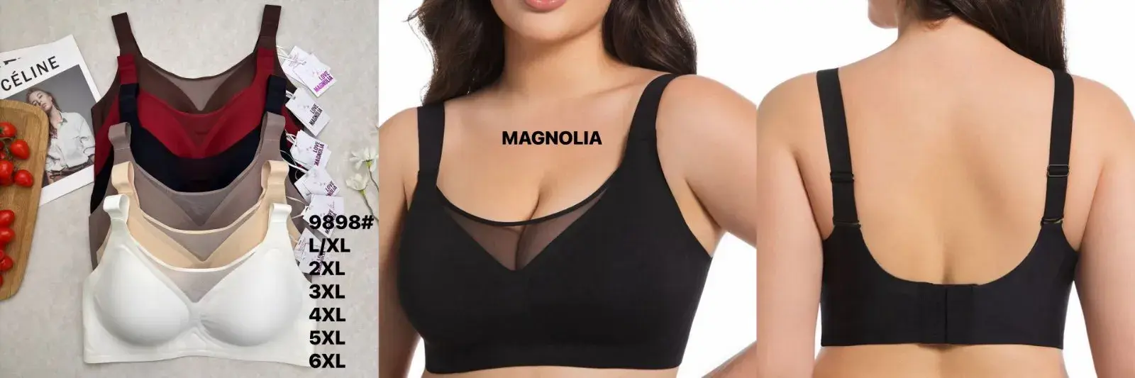 Biustonosz damski bezszwowy Magnolii L-XL-XXL
