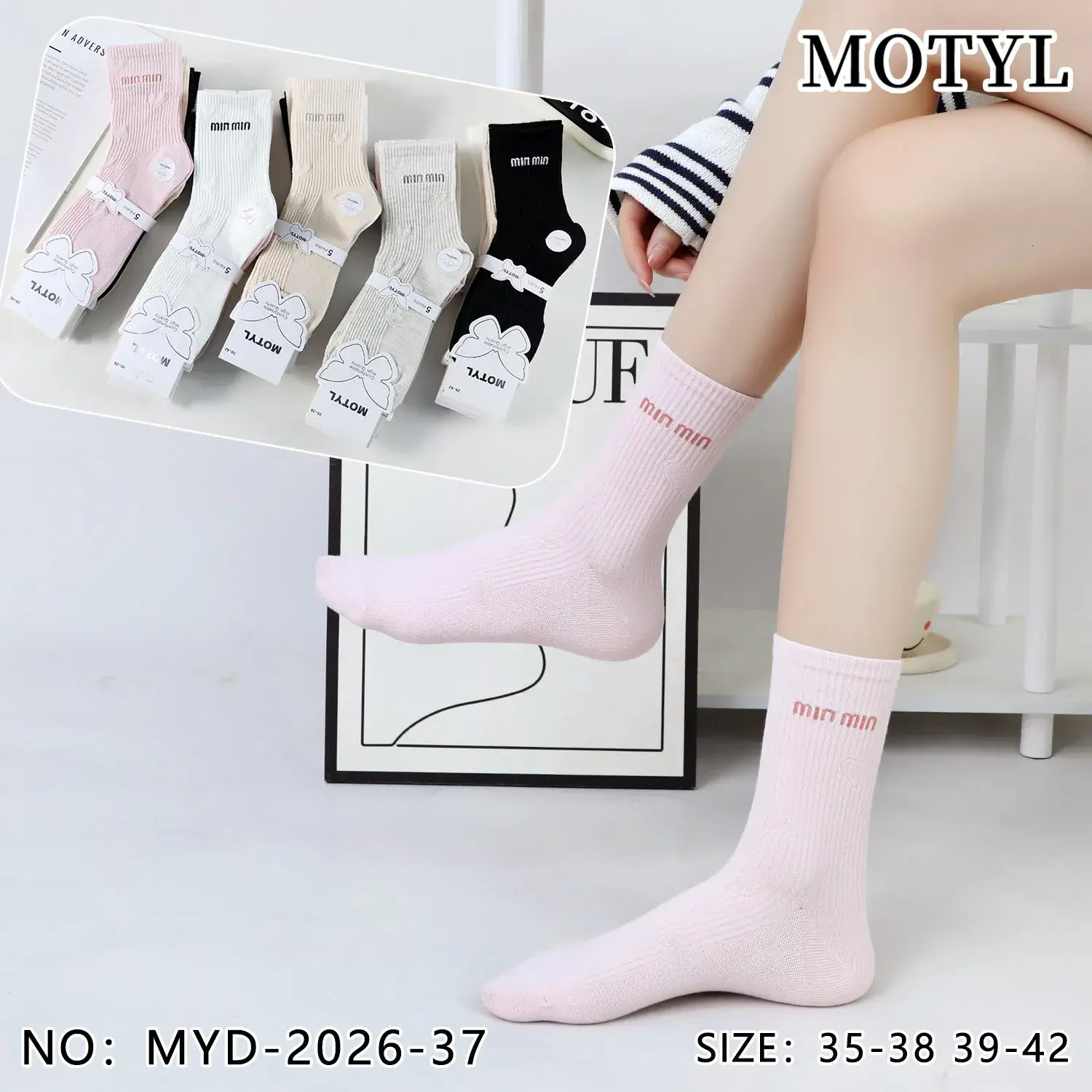 Skarpetki damskie Motytyl z kokardkami, rozmiar 35-38/39-42