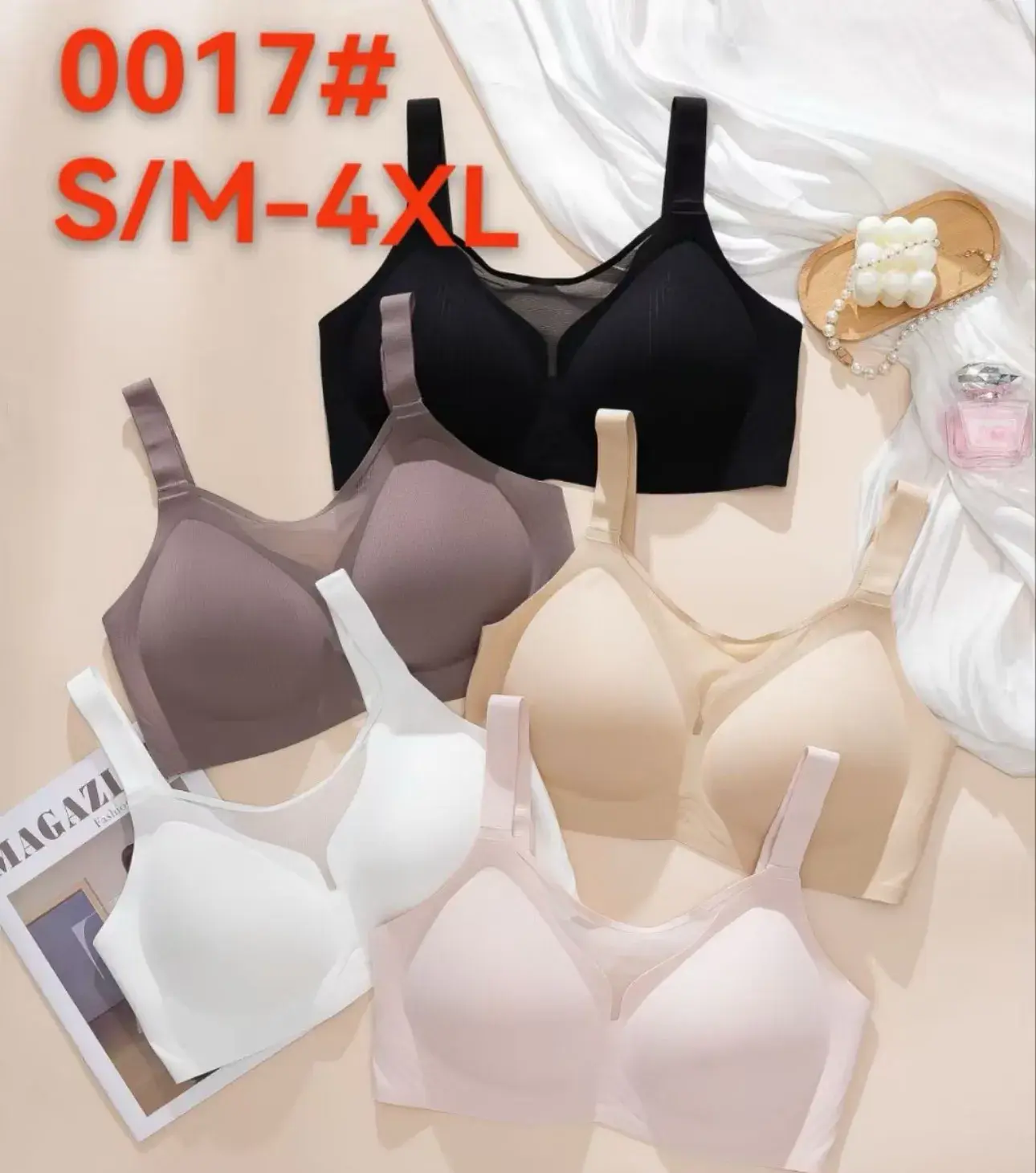 Biustonosz damski bezszwowy S/M-4XL, 5 szt. 00117#