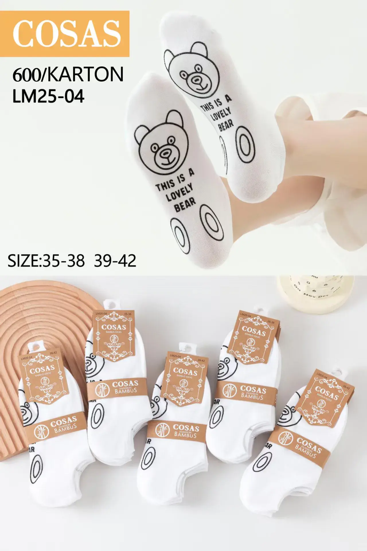Skarpetki damskie COSASAS L/M 36-42 z misiem This is lovely bear