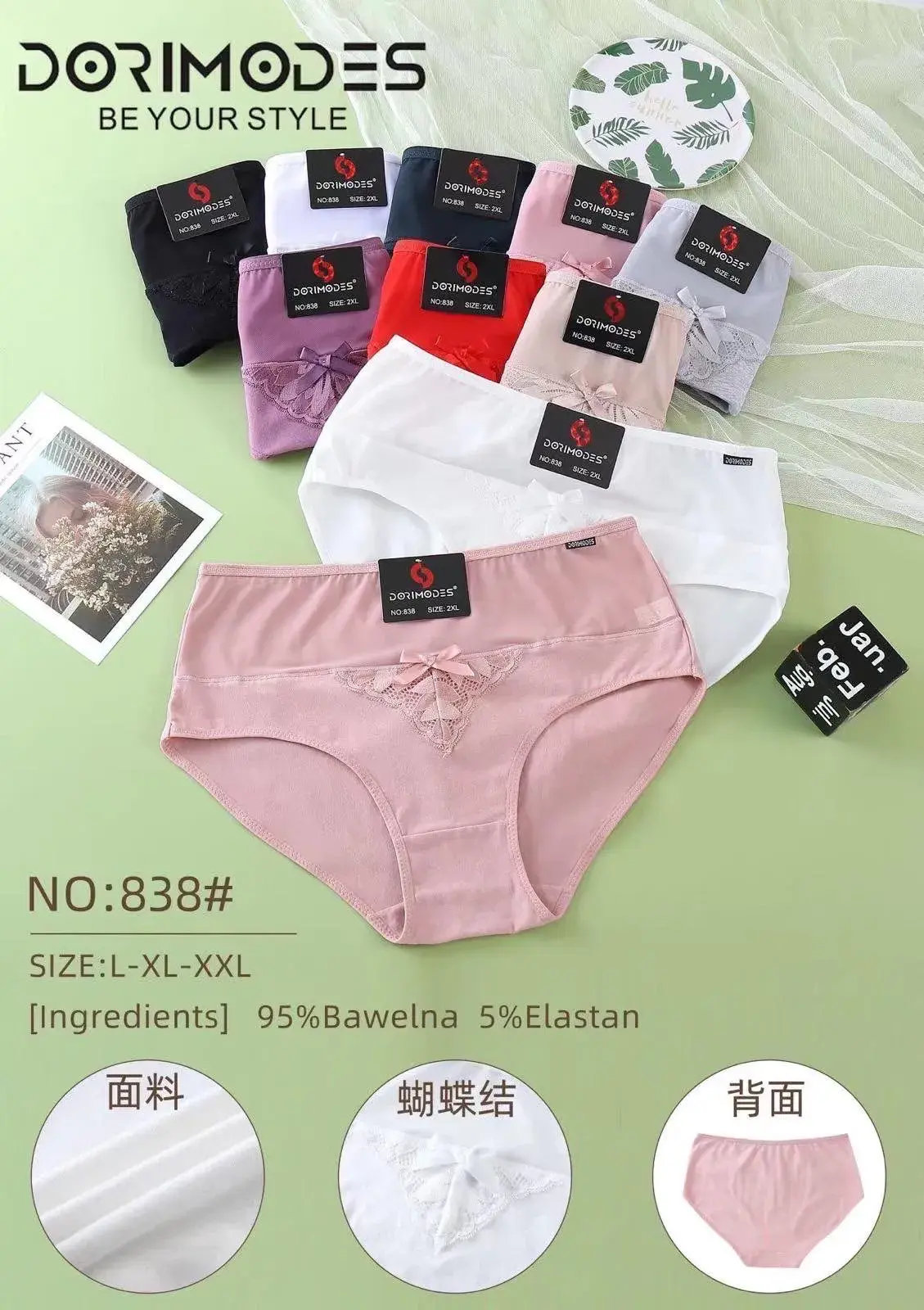Majtki damskie DORIMODE 95% bawełna S-L-XL