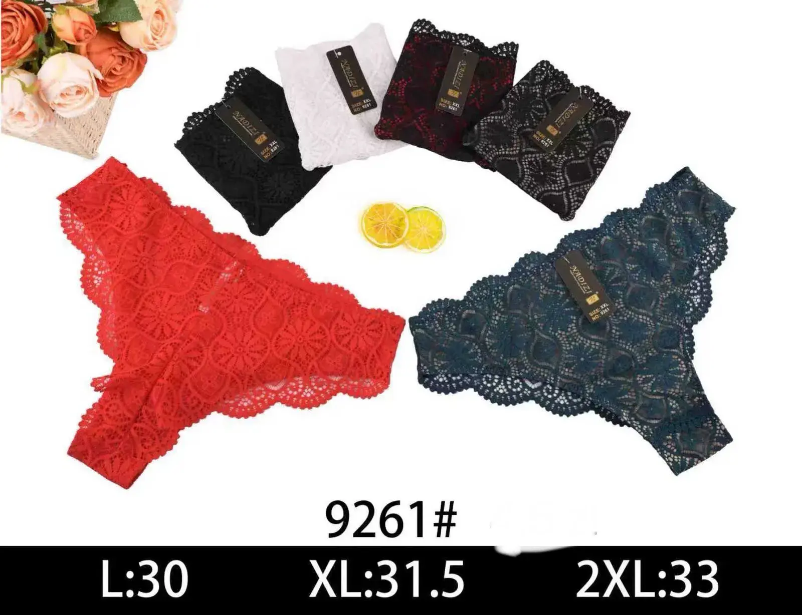 Majtki damskie koronkowe L:30 XL:31.5 2XL:33 9261#