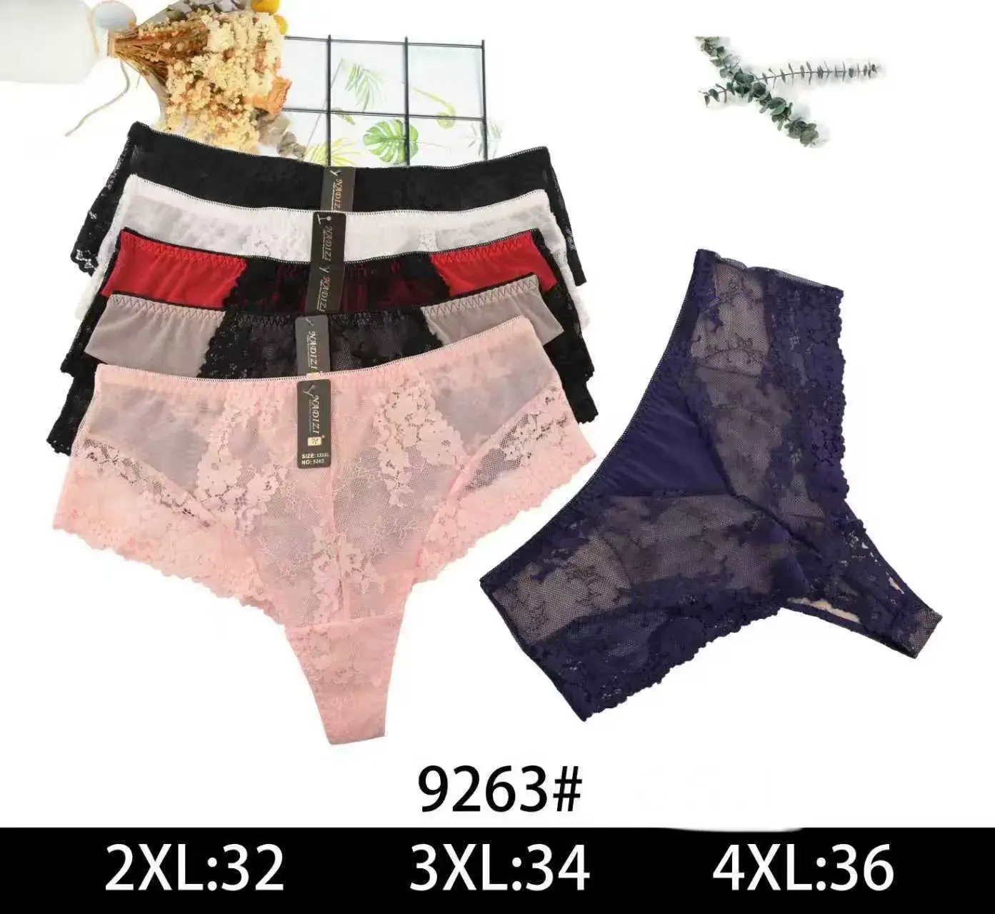 Majtki damskie koronkowe 5 szt. 2XL-4XL