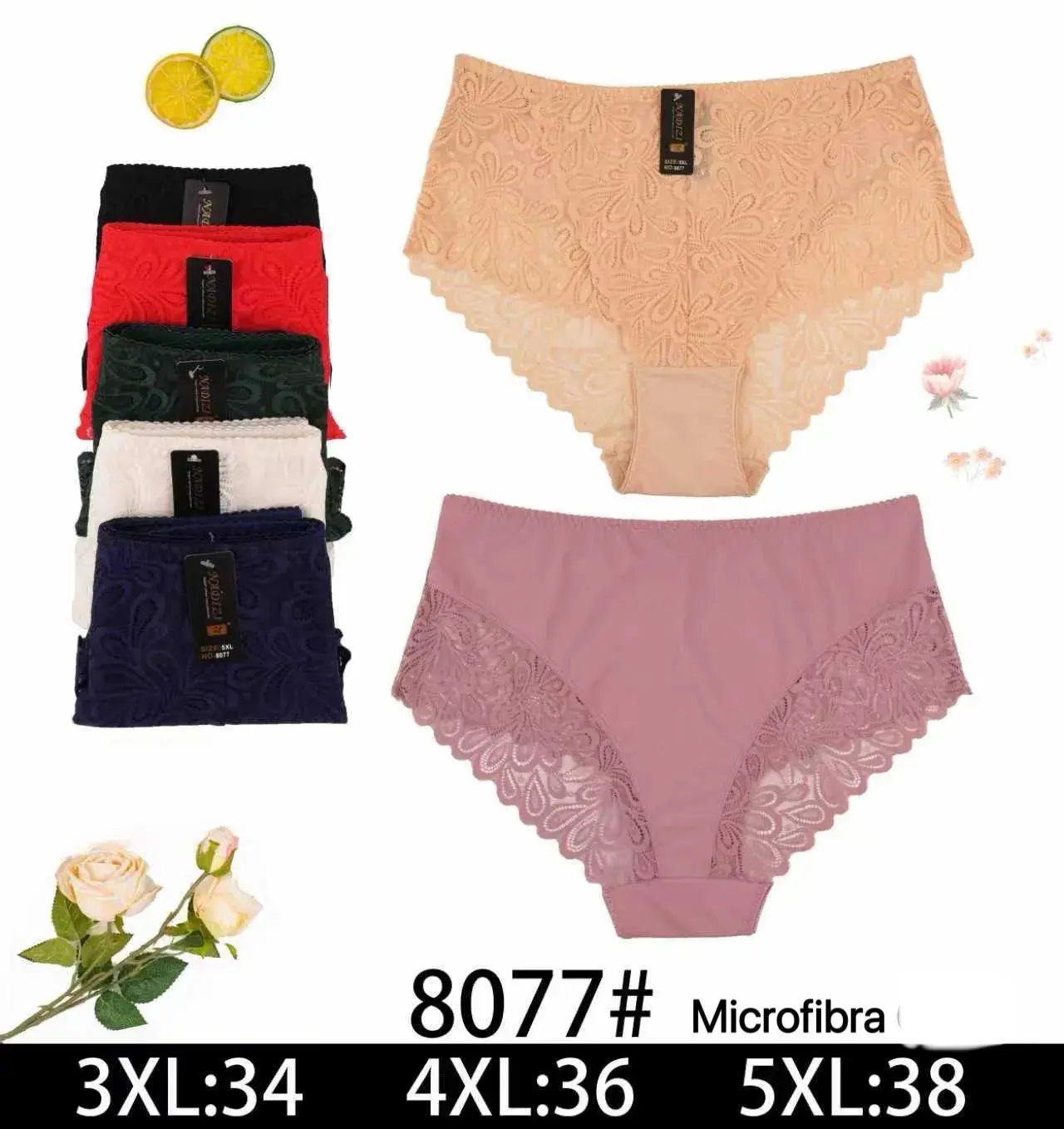 Majtki damskie mikrofibra 3XL-34, 4XL-35, 5XL-38 8077#