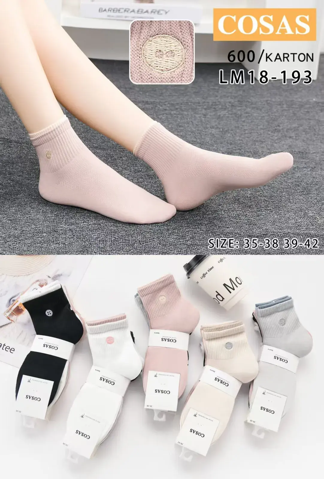 Skarpetki damskie LM18-193 roz. 35-38, 39-42, 600/karton